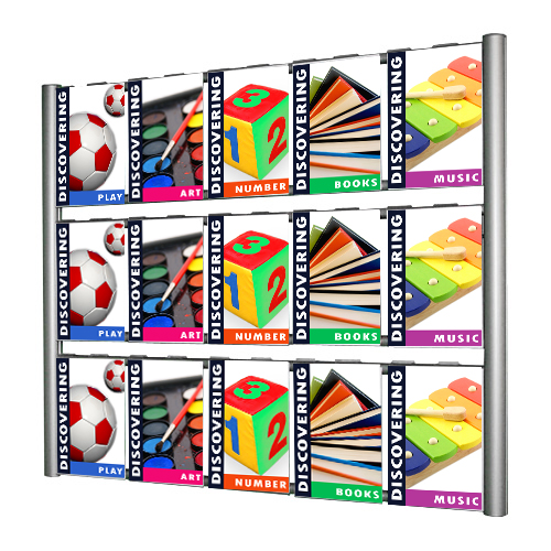 Wall ladder with 15x A4P poster holders for Education